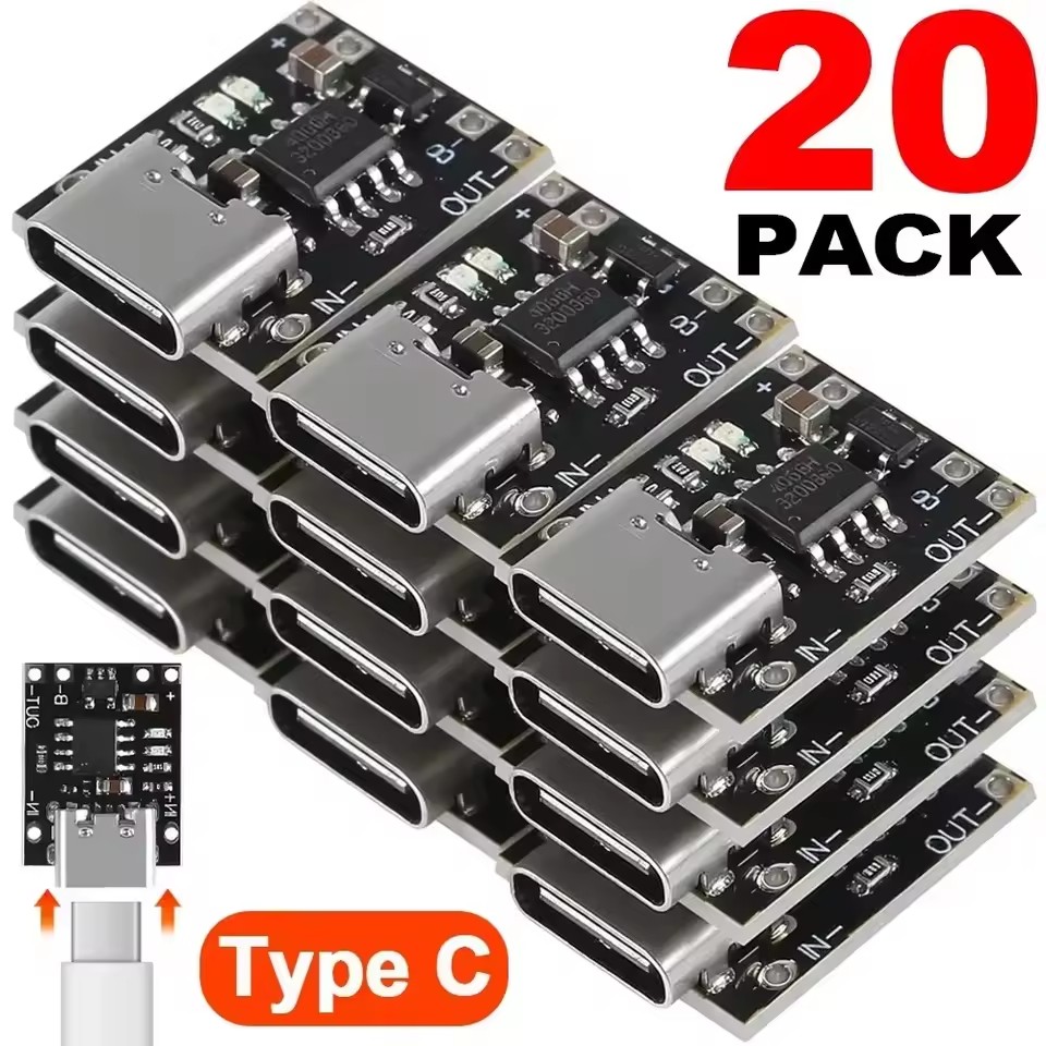 Usb C Cable - 1-20 ชิ้น แผงวงจรชาร์จและคายประจุแบตเตอรี่ลิเธียม 3.7V รุ่น TP4056