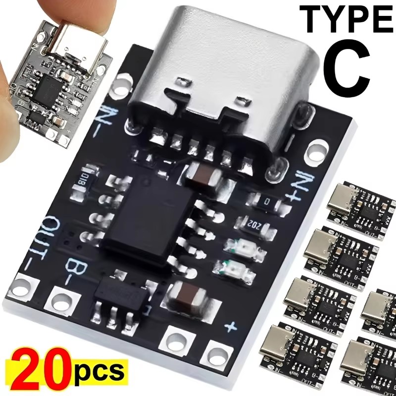 Li Ion Charger Module - 1/10/20PCS 3.7V แบตเตอรี่ลิเธียมบอร์ดชาร์จพร้อมระบบป้องกัน Type-C USB C