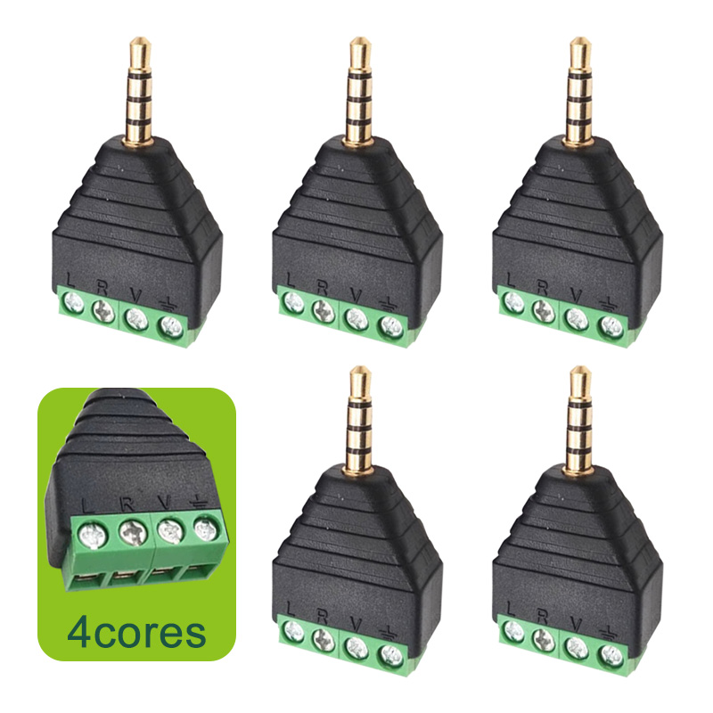 Screw Terminal Block - 5/20/100PCS 3.5 มม.สเตอริโอ 4 เสาชายแจ็ค AV