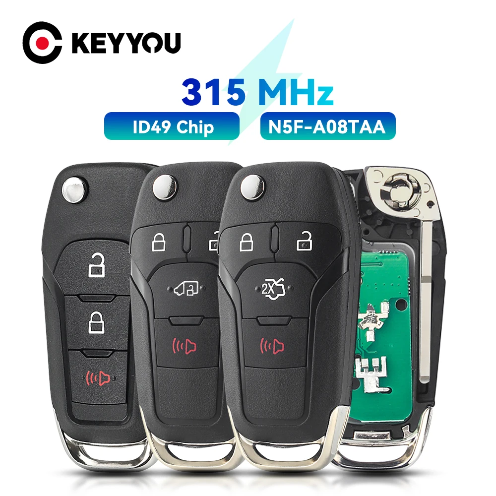 Proto Board - KEYYOU N5F-A08TAA รีโมทกุญแจรถ 315MHz ID49-7945P สำหรับฟอร์ดฟิวชั่น