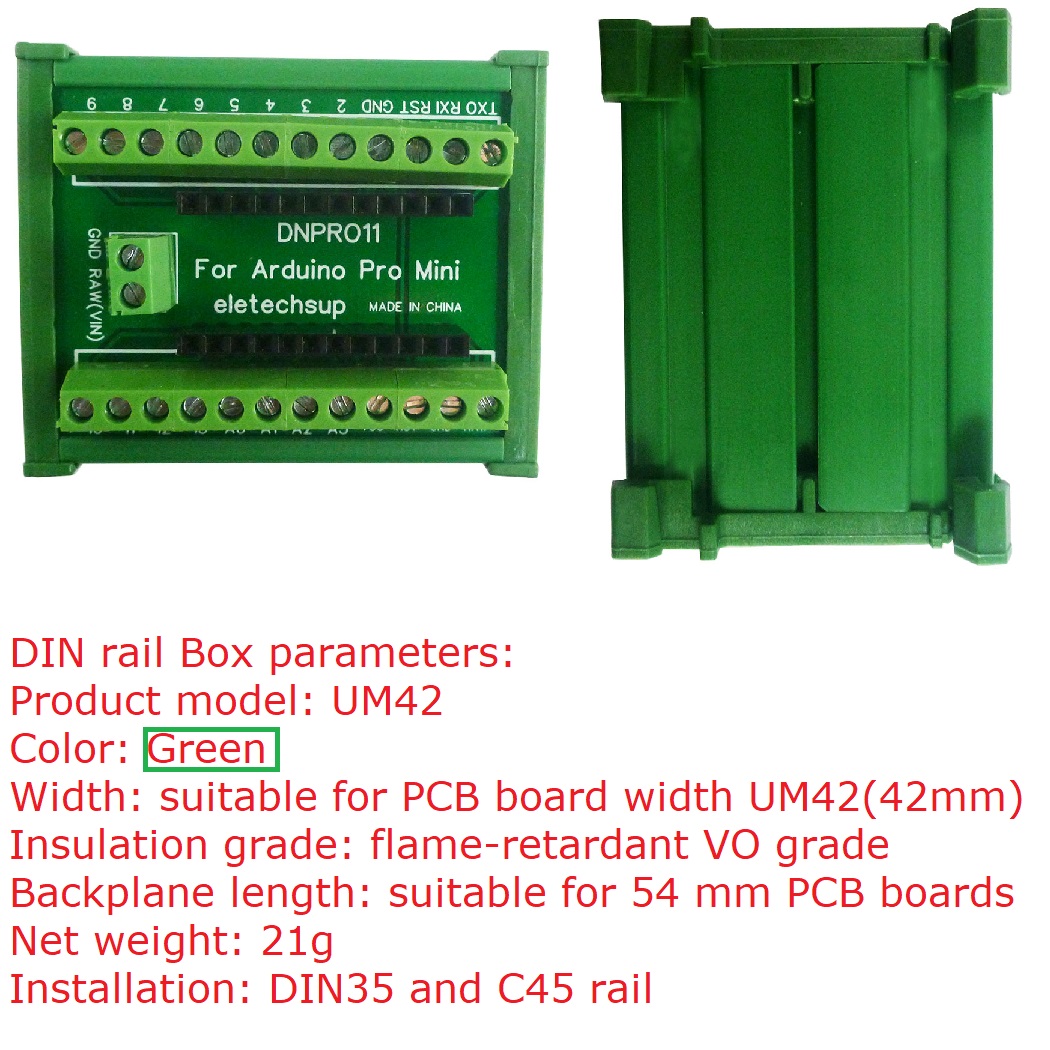 Screw Terminal Block - โมดูลอะแดปเตอร์บล็อกเทอร์มินัลแบบติดตั้งบนราง DIN สำหรับบอร์ด Arduino pro Mini,